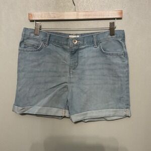 The Children's Place Girls Light Wash Denim Cuffed Shorts Size 16